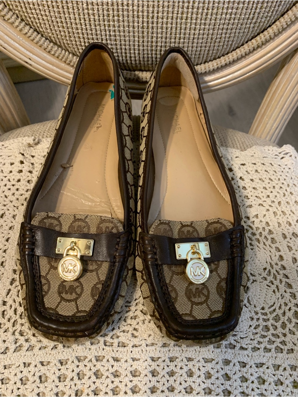 Michael Kors Hamilton monogram jacquard loafers size 8